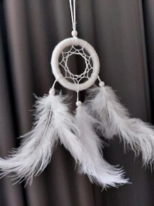 Araba Dikiz Aynası Süsü/rüya Kapanı/düş Kapanı/dreamcatcher/handmade/el Yapımı/beyaz Dreamcatcher