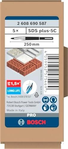 5x Pro Sds Plus-5c Sivri Keski Seti (Beton, Tuğla, Ø Mm, Professional Aksesuar Kırıcı Delici, Kırıcılar)