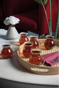 Keyfi Ala Borosilikat Cam Çay Bardağı Seti, 200ML, 6'lı, Termisil Kupa, Şık ve Dayanıklı (12)