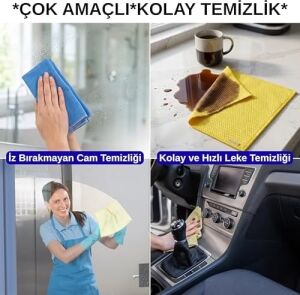 Sihirli Temizlik ve Kurulama Bezi, 5-Adet Karışık Renk Premium Baklava Mikrofiber Bez Seti 40X40 Cm, Iz Tüy Leke Bırakmaz Emici Koku Yapmaz Çabuk Kuruyan Cam Hassas ve Genel Temizlik Bezi