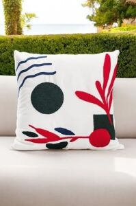 Bohem 45X45 Özel Tasarım Punch Panç Süzene Desen Dekoratif Kırlent Kılıfı Modern Beyaz 60