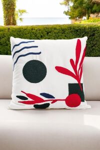 Bohem 45X45 Özel Tasarım Punch Panç Süzene Desen Dekoratif Kırlent Kılıfı Modern Beyaz 60