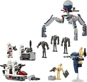 Klon Trooper ve Savaş Droidi Savaş Paketi Seti 75372 – 7 Yaş ve Üzeri Kız ve Erkek Çocuklar Için 4 Minifigür ve 5 Droid Içeren Oyuncak Yapım Seti, Doğum Günü Hediyesi Fikri (215 Parça)