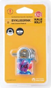 Renkli Demir Asma Kilit 30MM Blisterli Kalp Desenli