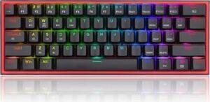 K616 Fizz Pro% 60 3 Modlu Kablolu, 2.4ghz Kablosuz, Bluetooth Mekanik Oyun Klavyesi, 61 Tuşlu Kompakt W/siyah Renkli Tuş Kapakları, Doğrusal Kırmızı Anahtar, Pro Sürücü/yazılım Destekli