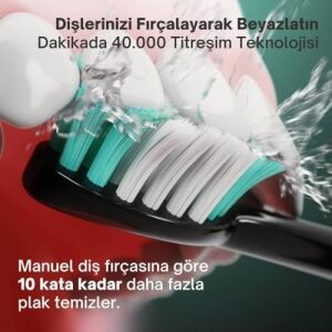 NTL-TB-01EB Otomatik, Şarjlı Sonik Diş Fırçası, Siyah, 60° Hareketli Başlık