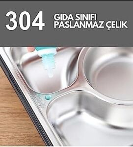 Bento 1600ML Lunchbox Tek Katlı 5 Bölmeli Çelik Sefer Tası Yemek Kutusu (Açık Yeşil)