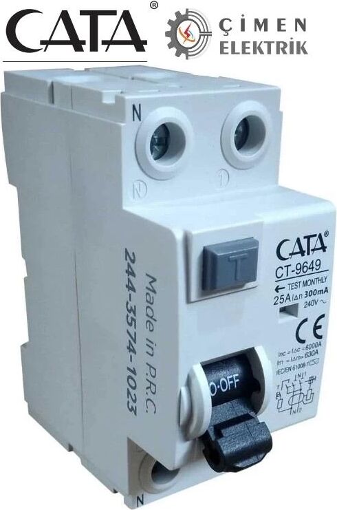 Cata Ct 9649 2X25A 300MA 6ka Monofaze Kaçak Akım Rölesi