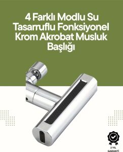 Krom Musluk Başlığı | 4'ü 1 Arada Su Çıkışı | Kolay Montajlı