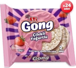 Gong Çilekli Yoğurtlu Kaplamalı Pirinç Patlağı 30 G x 24 Adet