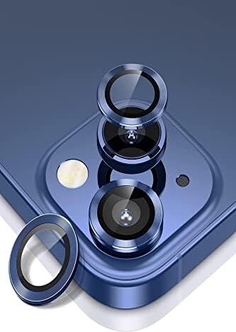 Apple iPhone 13 Alüminyum Alaşım Temperli Cam Kamera Lens Koruyucu - Mavi