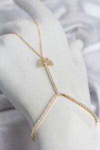 Gold Renk Pirinç Zirkon Taşlı Kelebek Model Şahmeran