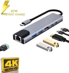 Cf-04 Macbook Uyumlu Type-C™ To 4K HDMI Tv Projeksiyon UHD 1080P 2* Type-C 3* USB Sd/tf RJ45 Ethernet Lan 8ın1 Çevirici Hub Adaptör