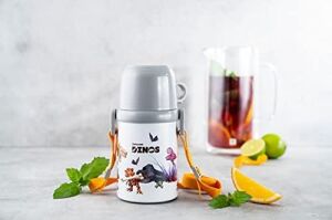 Isoleerfles Met Beker In Draagriem - 380 ml - Dino Marka