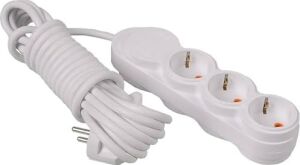 3lü 2 Metre Grup Priz Uzatma Kablosu, Çocuk Korumalı, Klemensli Topraklı Priz - 3500 Watt, 16 Amper, 250 Volt, Beyaz Renk (2 Metre)