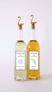 Altın Kuğu Akıtmaz Tıpalı Dibi Çukur Şeffaf Cam Şişe 2'li 750 ml Yağdanlık Yağlık