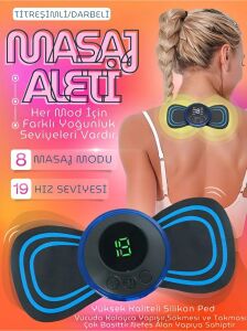 Kelebek Masaj Aleti Bel Sırt Bacak Kol Titreşimli Masaj Pedi Şarjlı 8 Modlu Vücut Tens Cihazı