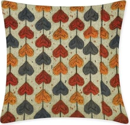 4’lü Dijital Baskılı Dekoratif Yastık Kılıfı Seti 45X45 cm - Retro Yaprak Deseni, Sonbahar Renkleri (Kırmızı, Turuncu, Gri) - Keten Dokulu Kumaş, Yumuşak ve Dayanıklı Kırlent Kılıfı - Ev, Ofi