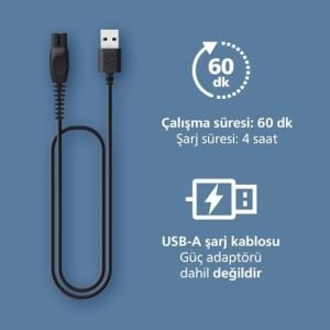 Beard Trimmer 3000 Serisi, Siyah, 20 Uzunluk Ayarı, Kendini Bileyen Bıçaklar, 60 Dakika Kablosuz Kullanım, Usb-A Şarj, BT3617/15
