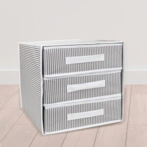 Katlanabilir Üç Çekmeceli Dolap Düzenleyici Çamaşır Organizeri Takı Kutusu Gardrob Kumaş Düzenleyici 32X32X32CM (1)