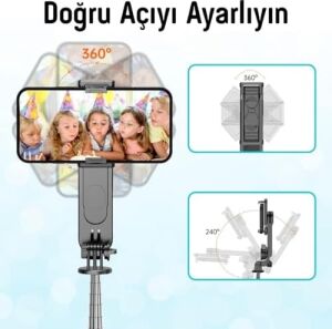 Infomax LED Işıklı Selfie Çubuğu & Tripod – 111 cm Uzatılabilir, 360° Döner Telefon Tutucu, Çıkarılabilir Bluetooth Kumanda, 3 Renk Modu & 9 Parlaklık Seviyesi, Apple ve Android ile Uyumlu