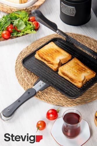 Usta Tostçu Granit Döküm Ocak Üstü El Tost Makinesi ST-101 | Çıkarılabilen Plakaları Temizliğinizde Kolaylık Sağlayacaktır.