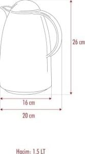 Ews 1.5 Lt Isı Yalıtımlı Çay ve Soğuk Su Termosu Füme (12 Saat Sıcak Tutar& Içi Camdır)