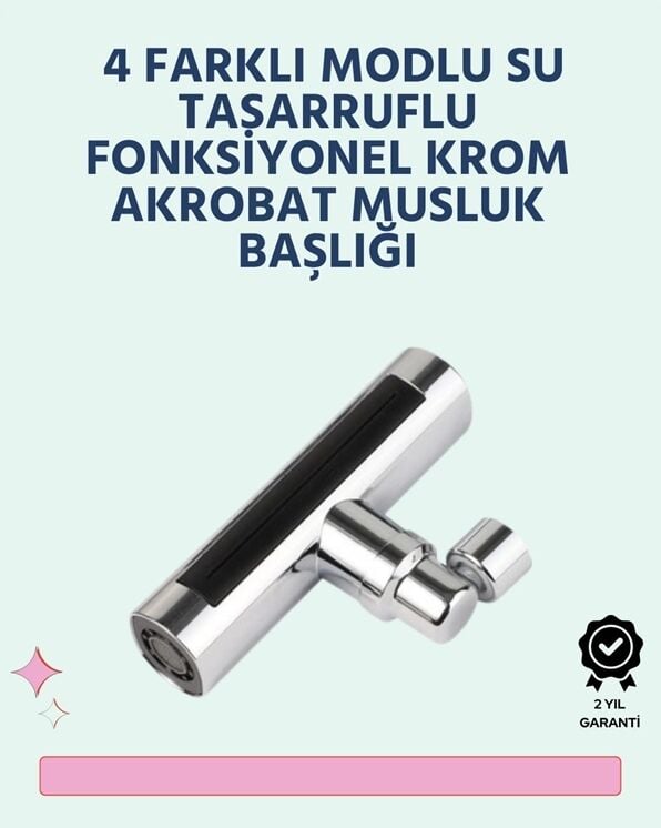 Krom Kaplamalı Çok Fonksiyonlu Musluk Başlığı | Paslanmaz Malzeme