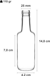 100 ml Şeffaf Standart Sosluk 100 cc Sızdırmaz Kapaklı Cam Şişe (20)