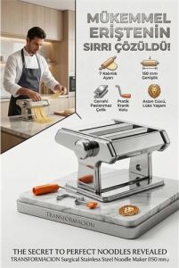 Profesyonel Erişte ve Makarna Makinesi - 7 Ayarlı Çelik Hamur Açma Spagetti Makinası  723137