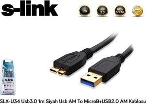 SLX-U34 Usb3.0 1m Harici Disk 2'li Data+Şarj Micro USB Kablosu