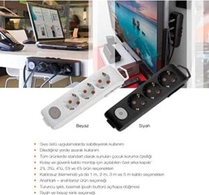 Multi-Let 3lü Topraklı Kablolu Ç.k 5mt Priz, Beyaz