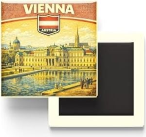 Avusturya Viyana Şehri Temalı Vintage Buzdolap Magneti – 9x9 cm