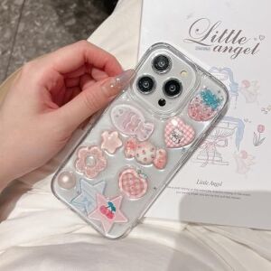 3D Şeker ve Meyve Figürlü Şeffaf Simli iPhone 15 Pro Uyumlu Kılıf – Kamera Korumalı, Darbe Emici Silikon