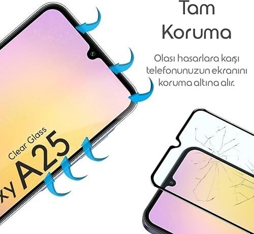 Galaxy A25 Için Ekran Koruyucu 9h Sertlikte Anti-Static Temperli Cam Görüntü Kalitesini ve Dokunmatiği Etkilemeyen Çizilme ve Darbelere Karşı Ekranı Kaplayan Premium Galaxy A25 Koruma