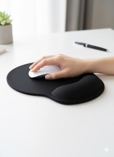 Tıger Track Siyah Bilek Destekli Ergonomik - Kaymaz Taban Mouse Pad