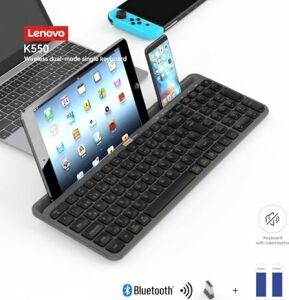 K550 Dual-Mode Kablosuz Klavye - Bluetooth + 2.4ghz, Entegre Tablet ve Telefon Standlı, Sessiz Tuşlar, Q Türkçe, Siyah