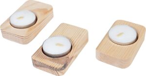 Ahşap Ağaç Tealight Mumluk Dekoratif Mumluk Mum Standı 3'lü Set