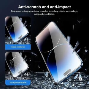 For iPhone ile Uyumlu Privacy Gizli Kırılmaz Cam Tam Kaplayan Su Itici Safir Ekran Koruyucu + Uygulama Bezleri (Hayalet,11/xr)