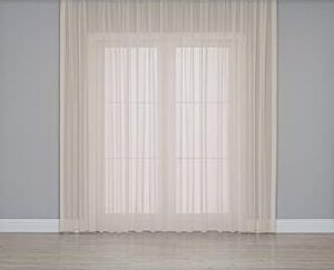 Gauze Fabric Design Folded Bej Keten Plus Yüksek Kaliteli Tül Perde 350 x 260
