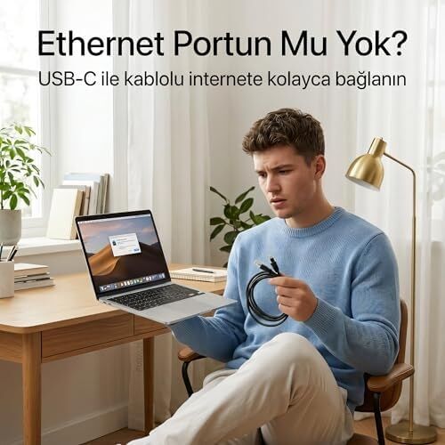 Type-C To Ethernet Çevirici Mini Adaptör - 1000 Mbps'e Kadar Hız - Usb-C'den RJ45 Gigabit Lan Dönüştürücü - Alüminyum Gövde - Windows/macos/linux Uyumlu - Tak Çalıştır