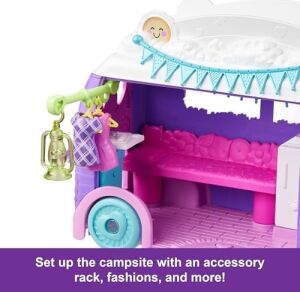 Muhteşem Karavan Polly Pocket Muhteşem Karavan, Bebek ve Evcil Hayvan Oyun Seti, Kamp ve Yiyecek Temalı Aksesuarlar, Seyahat Oyuncağı JCC32