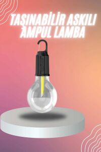 Şarjlı Dekoratif Kamp Lambası Askılı Ampul LED Işık Type-C Girişli
