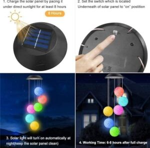 Solar Garden Lights Hanging Eva Ball Güneş Enerjili Asılabilir Bahçe Aydınlatma IP44 Dış Mekan Dekoratif LED Işık 6 Saat Şarj 8 Saat Aydınlatma Eva Top Sarkıt Lamba | Tp6