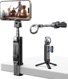 Magsafe Cep Telefonu Tutucu, Uçak, All-In-1 Seyahat Cihazı, 360° Dönebilir, Uzatılabilir Selfie Çubuğu, Tripod ve Uzaktan Kumandalı, Cep Telefonu Standı, Iphone, , Android Akıllı