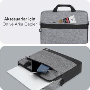 Unicity Eco MCE-1112 Çevre Dostu Laptop Çantası, Ykk Fermuarlı Çantası, MacBook Air/pro ile Uyumlu Bilgisayar Çantası, Erkek Kadın 14.1 Inç Notebook El Çantası, Gri