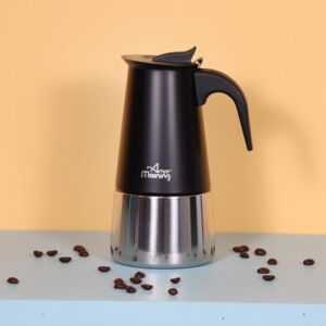 Any Morning FE001-6 Espresso Kahve Makinesi Paslanmaz Çelik Indüksiyonlu Moka Pot 300 ml Siyah
