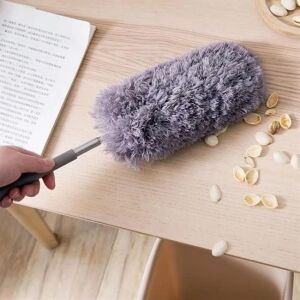 140 cm Teleskopik Uzatılabilir Mikrofiber Yumuşak Başlıklı Gri Toz Alma Fırçası Toz Püskülü