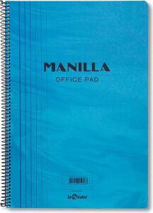 41100/1 Manila Notebook Yumuşak Kapak, 1.hamur Kağıt Spiralli, Mavi