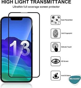 Apple iPhone 13 Tam Kaplayan Temperli Cam Ekran Koruyucu Siyah